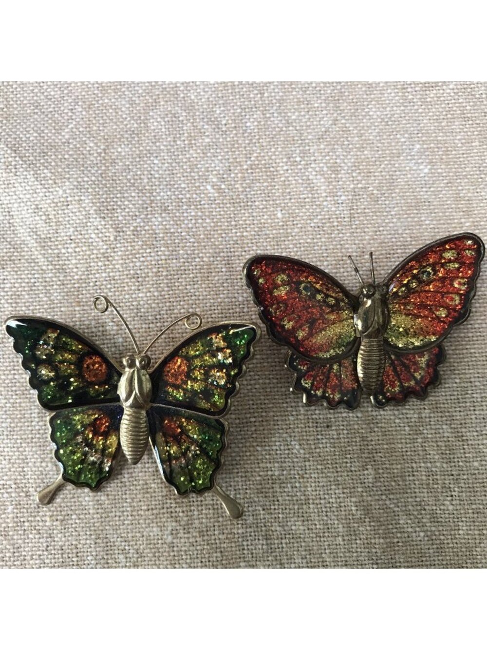 Vintage Butterfly Brooches Glitter Enamel Collectible Jewelry Pin Forest Goblin